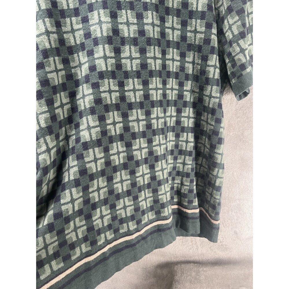 Abercrombie & Fitch Men's XXL Button Sweater Polo Green Patterned Retro 40s - Picture 4 of 6